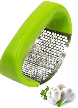 Прес для часнику, подрібнювач garlic press з неіржавкої сталі з пластиковою ручкою4 фото