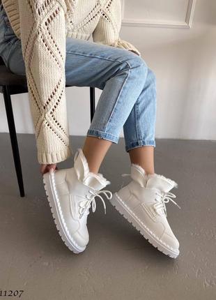 Белые зимние ботинки с мехом❄️2 фото