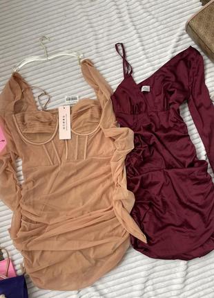 Сукня вечірня, вінтаж, елегантна, беж, корсетна,м l, oh polly