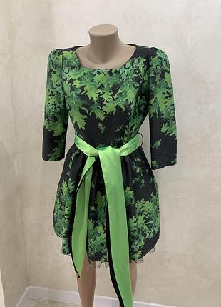 Плаття жіноче коротке з поясом зелене чорне сукня just woman