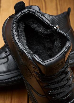 Стильные черные зимние мужские ботинки/хайтопы с мехом кожаные/кожа-мужская обувь на зиму4 фото