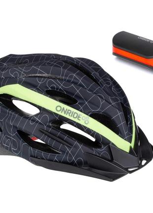 Велошолом onride grip black green + мигалка onride row розмір 55-58