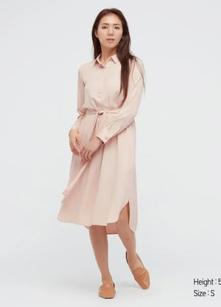 Сукня-сорочка з віскози з довгим рукавом uniqlo