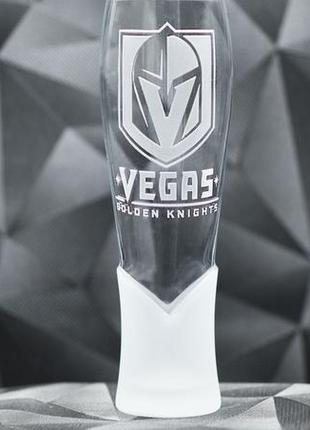 Подарунковий келих для пива соку води 440 мл з гравіюванням лого хокейного клубу нхл вегас глянсовий