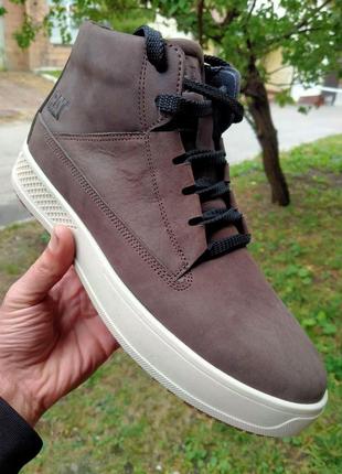 Стильные коричневые зимние мужские ботинки/полуботинки с мехом кожаные/кожа-мужская обувь9 фото