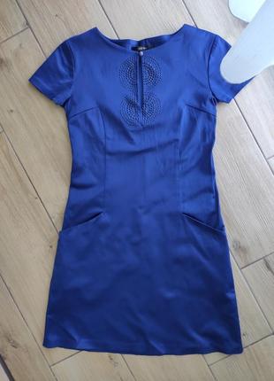 Нарядное итальянское синее платье в восточном стиле размер s