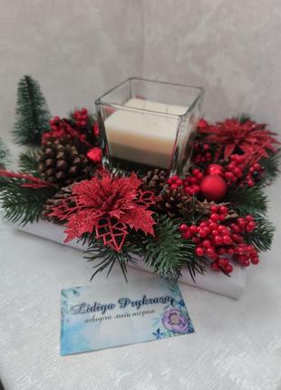 Свечанок, новогодний декор, рождественская композиция на стол