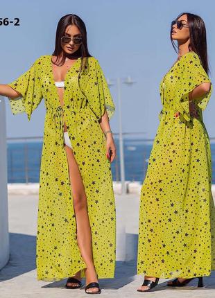 Женская длинная пляжная туника в больших размерах 8056-01 "звёздочки" в расцветках9 фото