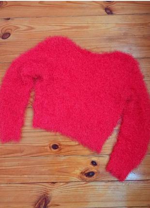 Красный мирор кроп/ пушистый мирер/ кофта/ пуловер джемпер zara2 фото