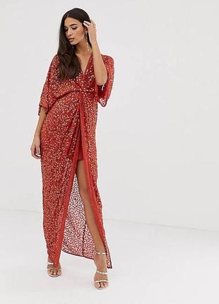 Шикарное макси платье декоративное пайетками asos disign2 фото