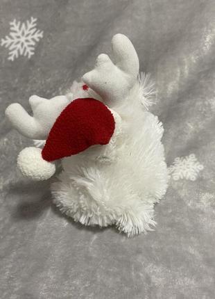 Мягкая новогодняя игрушка песик собака олень с шапочкой2 фото