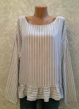 Блуза в полоску с рюшей по низу marks&spencer