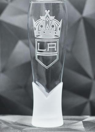 Подарочный бокал для сока воды пива 440 мл  с гравировкой  лого хоккейного клуба нхл  лос анжелис кингс