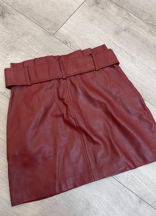 Крутая стильная юбка zara, эко кожа4 фото
