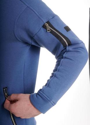 Чоловічий спортивний костюм із начосом зимовий rapid толстовка + штани синій s10 фото