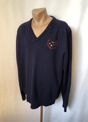 Balmoral  синий темный свитер джемпер с мысом шерсть1 фото