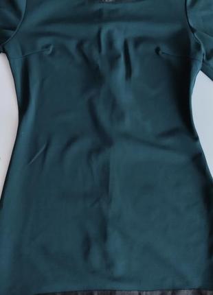 Плаття темно-зелене з шкіряними вставками