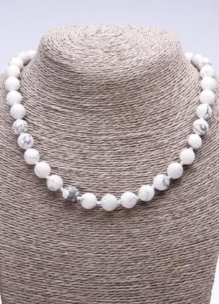 Ожерелье из натурального камня каполнг граненый шарик d-10мм l-45см