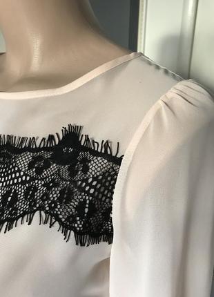 Шифонова блуза, легка, мереживо2 фото