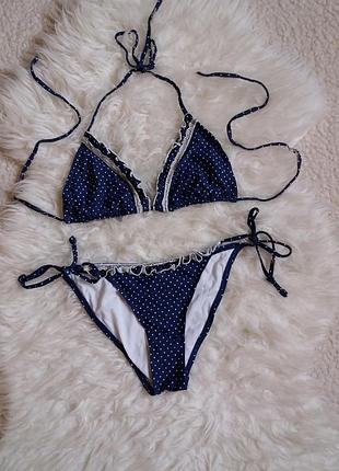 Раздельный купальник в горох с рюшами