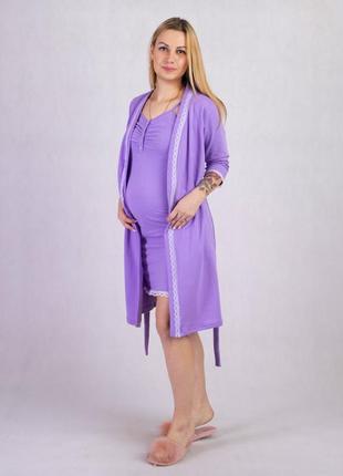 Комплект женский халат начос ночной хлопок подойдет кормящим2 фото