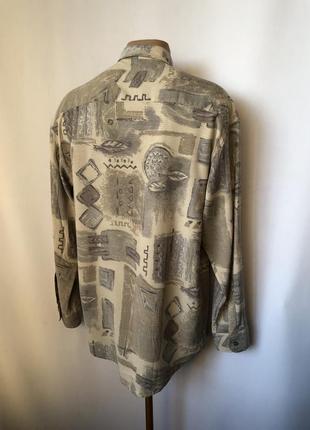 Винтаж рубашка бежево-серая винтажный орнамент структурная ткань очень приятная...