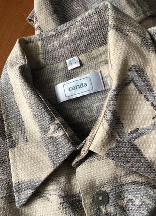 Винтаж рубашка бежево-серая винтажный орнамент структурная ткань очень приятная...