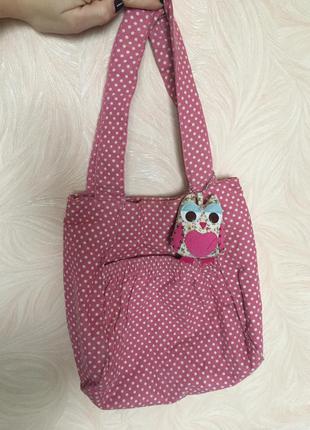 Великолепная розовая сумка в горошек с совой accessories2 фото