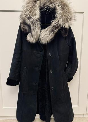 Натуральная дубленка с мехом чернобурки