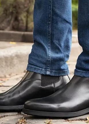 Кожаные мужские челси-зимняя обувь2 фото