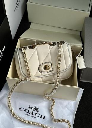 Сумка клатч premium coach quilted pillow madison shoulder bag white