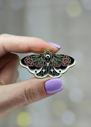 Металевий значок - пін "метелик з трояндами" (знач0412)