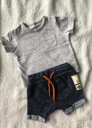 Футболка сіра 56-62 см і шорти сині orchestra 56 см