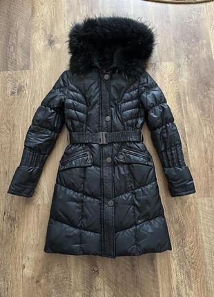 Пуховик чорний теплий