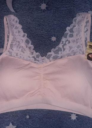 Топ в рубчик хлопок с кружевом