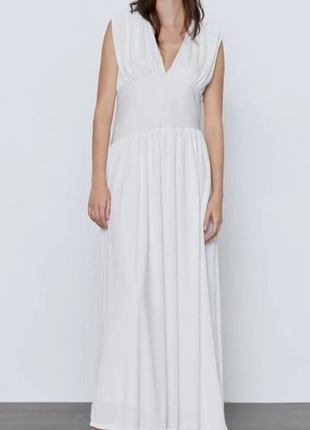 Біла сукня максі в грецькому стилі zara3 фото