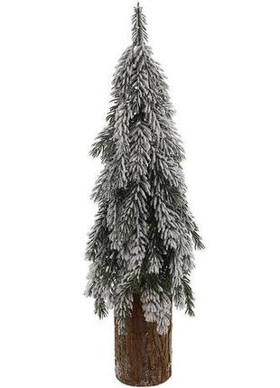 Декоративная елка "снежная на пеньке" 18х18х57см, полиэтилен и натуральное дерево