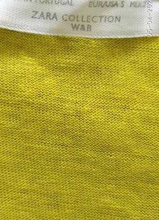Желтая футболка  zara 100% лен р.s3 фото