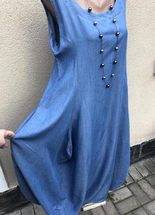 Джинсовое платье,сарафан ассиметрия,-балон,заужено к низу,,большой размер,dcelli3 фото