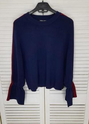 Кофта нарядная синяя с лампасами с необычными рукавами м zara