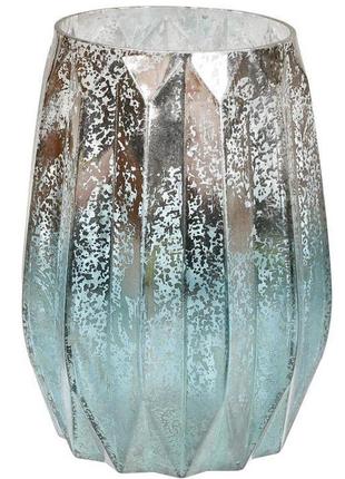 Підсвічник aiken "лазурне срібло" 14х20 см, скляний