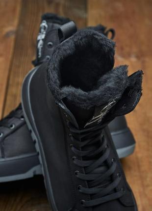 Стильні молодіжні зимові високі черевики з натуральної шкіри, мужские высокие зимние ботинки10 фото