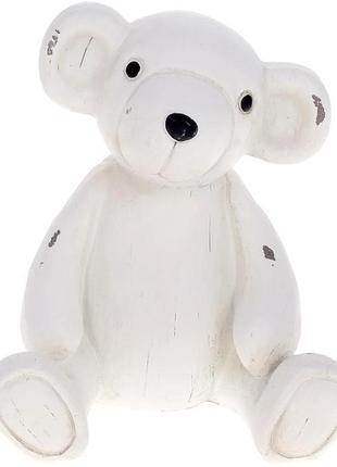Статуетка декоративна "ведмедик" 16 см, полістоун, зістарений білий1 фото