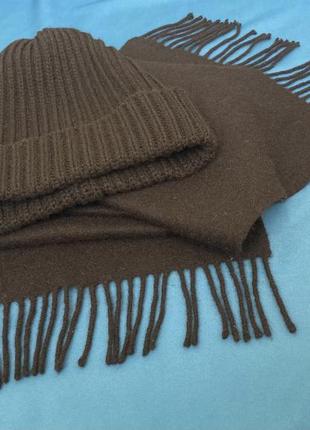 Набор комплект шапка и шарф blu 100% шерсть5 фото