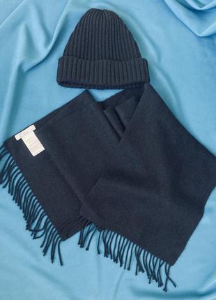 Набор комплект шапка и шарф blu 100% шерсть4 фото