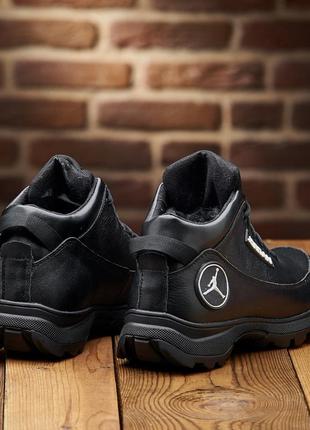 Теплые зимние черные мужские ботинки-кроссовки с мехом кожаные/натуральная кожа-мужская обувь зима2 фото