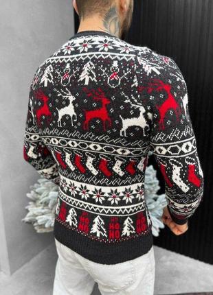 Новогодний свитер вязаный  deer темно-серый вт46372 фото