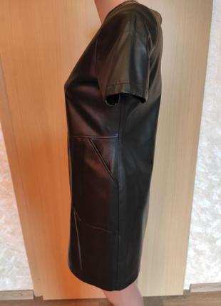 Черное кожаное платье экокожа5 фото