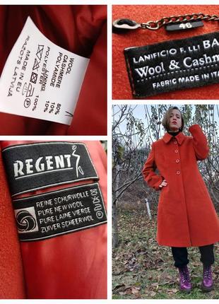 Пальто вовна кашемір помаранчеве тепле зимове пальто 46 вінтаж regent woolmark
