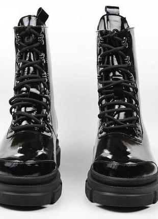 Ботинки женские черные кожаные на байке на платформе cosmo shoes dreaming b.4 фото